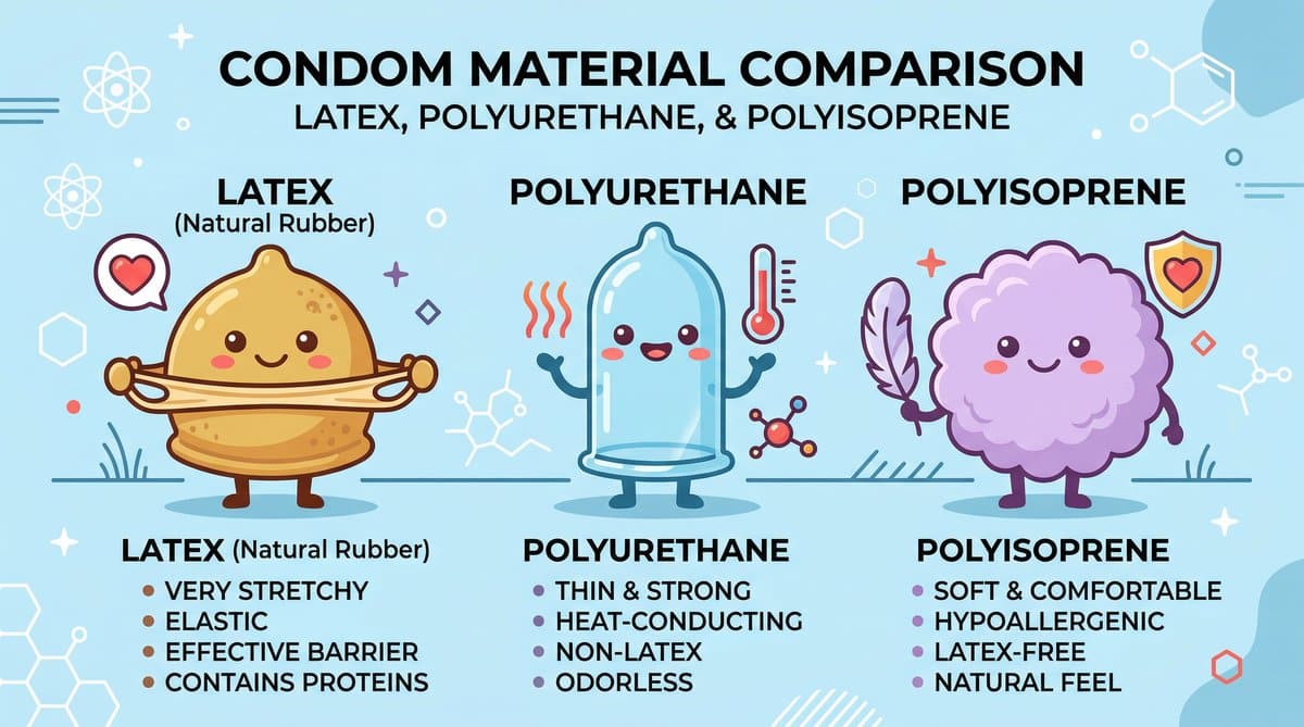 A-Z Về Chất Liệu Bao Cao Su – Latex, Polyurethane, Polyisoprene