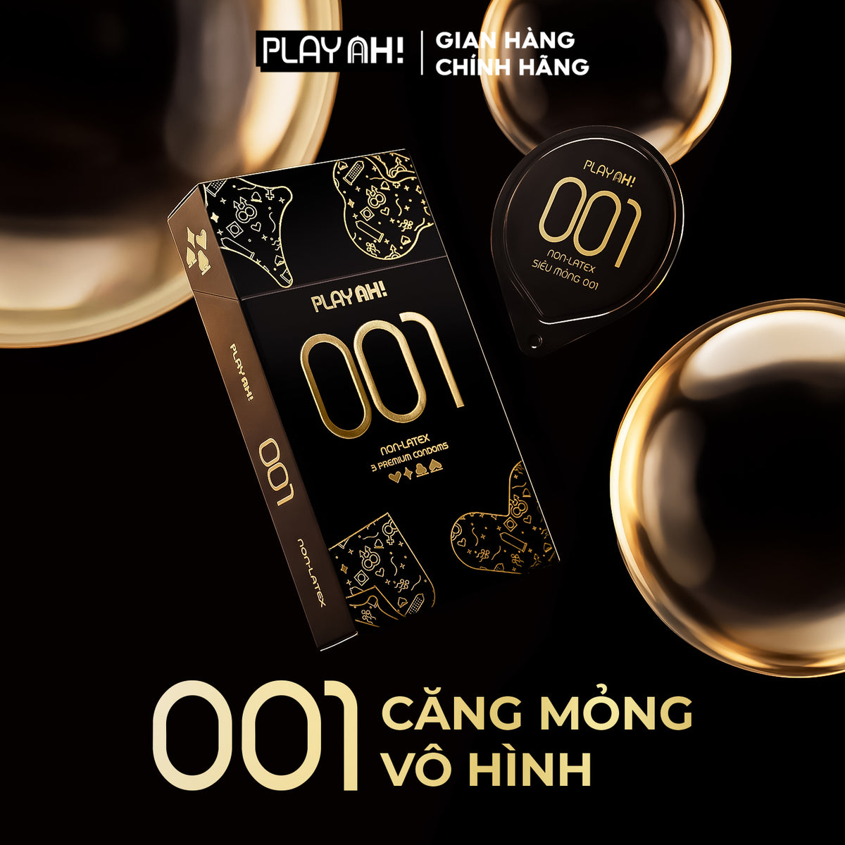 Áo Mưa PlayAh! Non-Latex 0.01 - Hộp 3 bao (54mm)