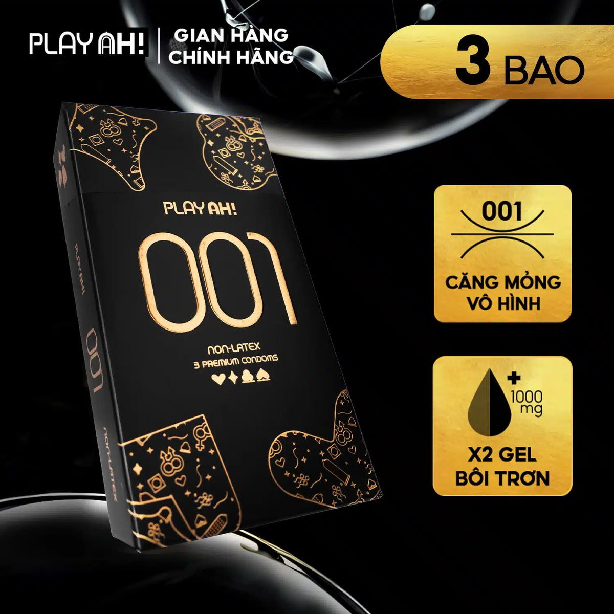 Áo Mưa PlayAh! Non-Latex 0.01 - Hộp 3 bao (54mm)
