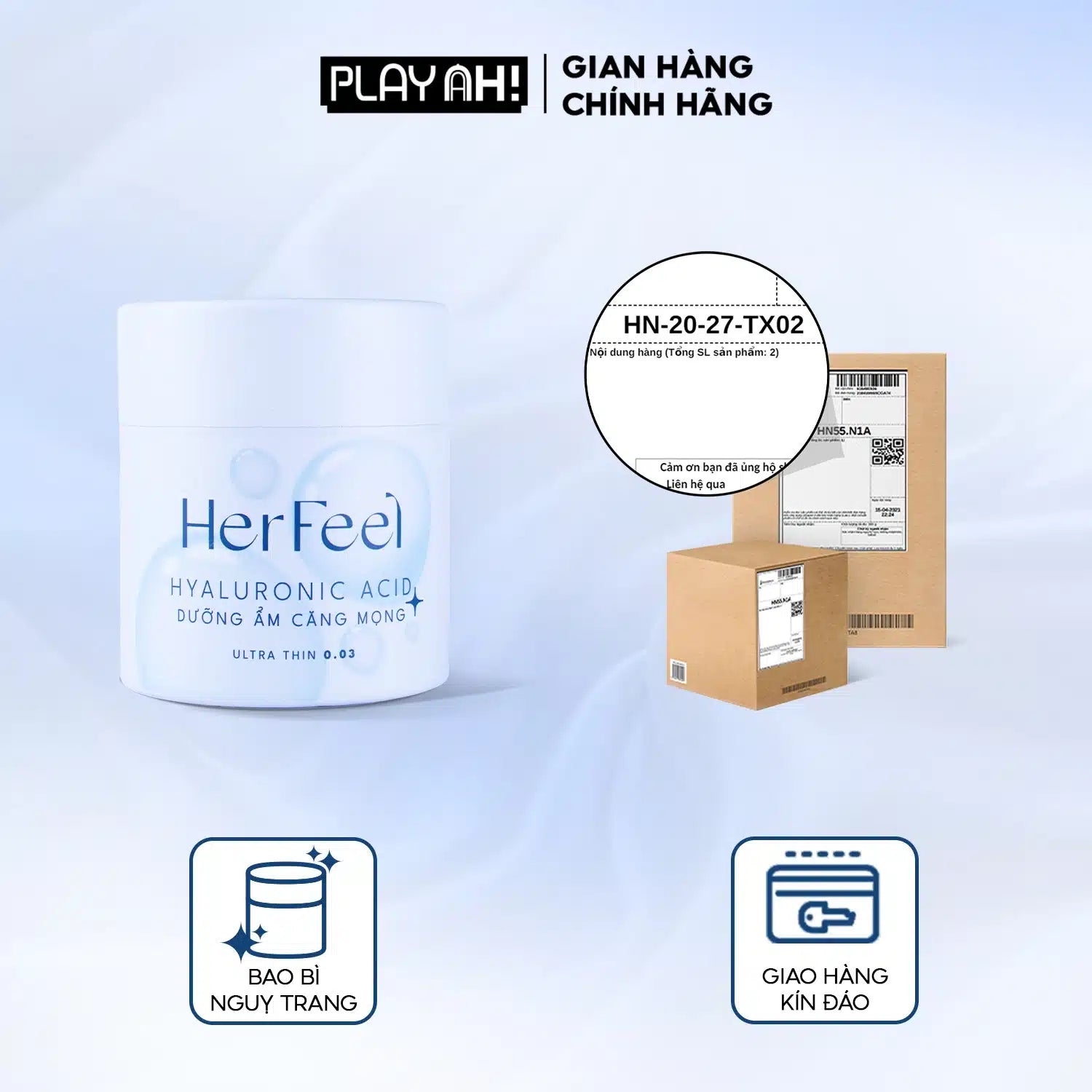 Bao cao su dưỡng ẩm Her Feel HA gấp đôi gel cao cấp