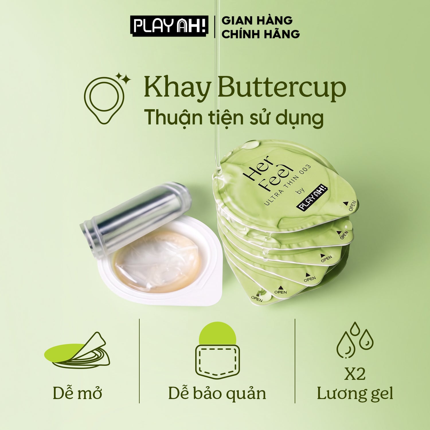 Áo Mưa PlayAh Her Feel Ultra Thin 0.03 siêu mỏng nhiều gel cao cấp