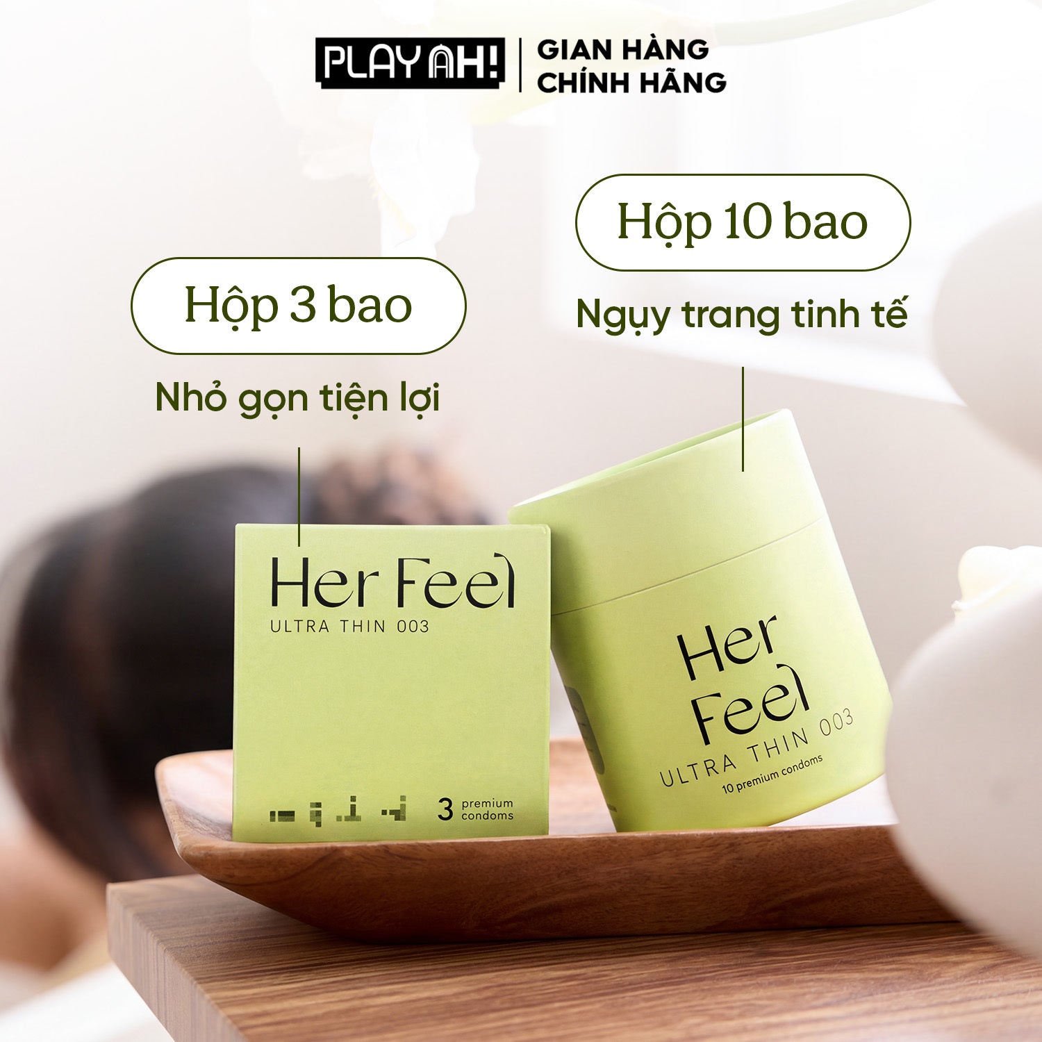 Áo Mưa PlayAh Her Feel Ultra Thin 0.03 siêu mỏng nhiều gel cao cấp