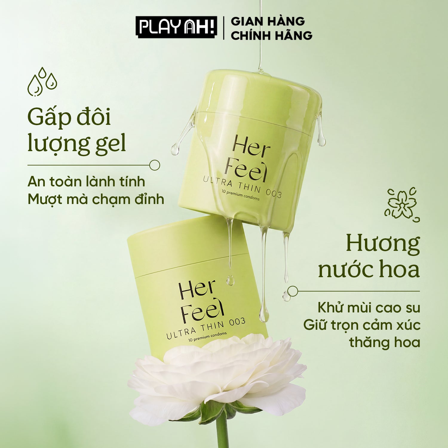 Áo Mưa PlayAh Her Feel Ultra Thin 0.03 siêu mỏng nhiều gel cao cấp