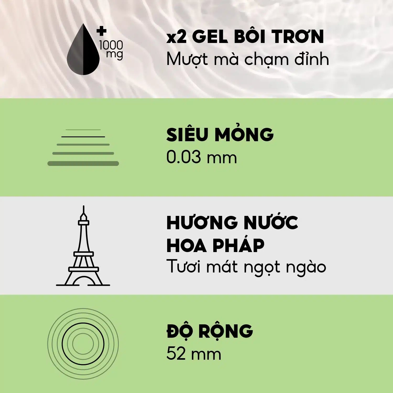 Bao cao su PlayAh Her Feel Ultra Thin 0.03 siêu mỏng nhiều gel cao cấp
