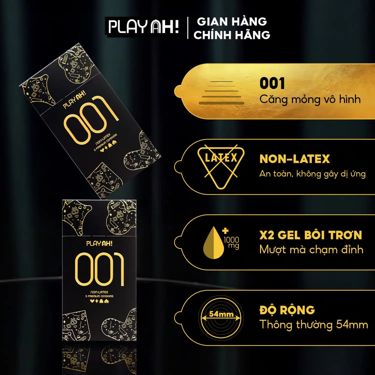 Áo Mưa PlayAh! Non-Latex 0.01 - Hộp 3 bao (54mm)